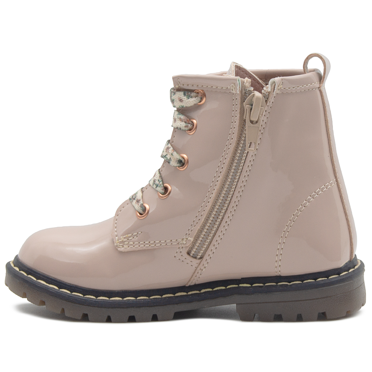 Bota Niña Moda Charol Beige Bambino Ligeras Cómodas 15-17