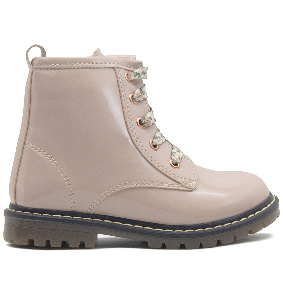 Bota Niña Moda Charol Beige Bambino Ligeras Cómodas 15-17
