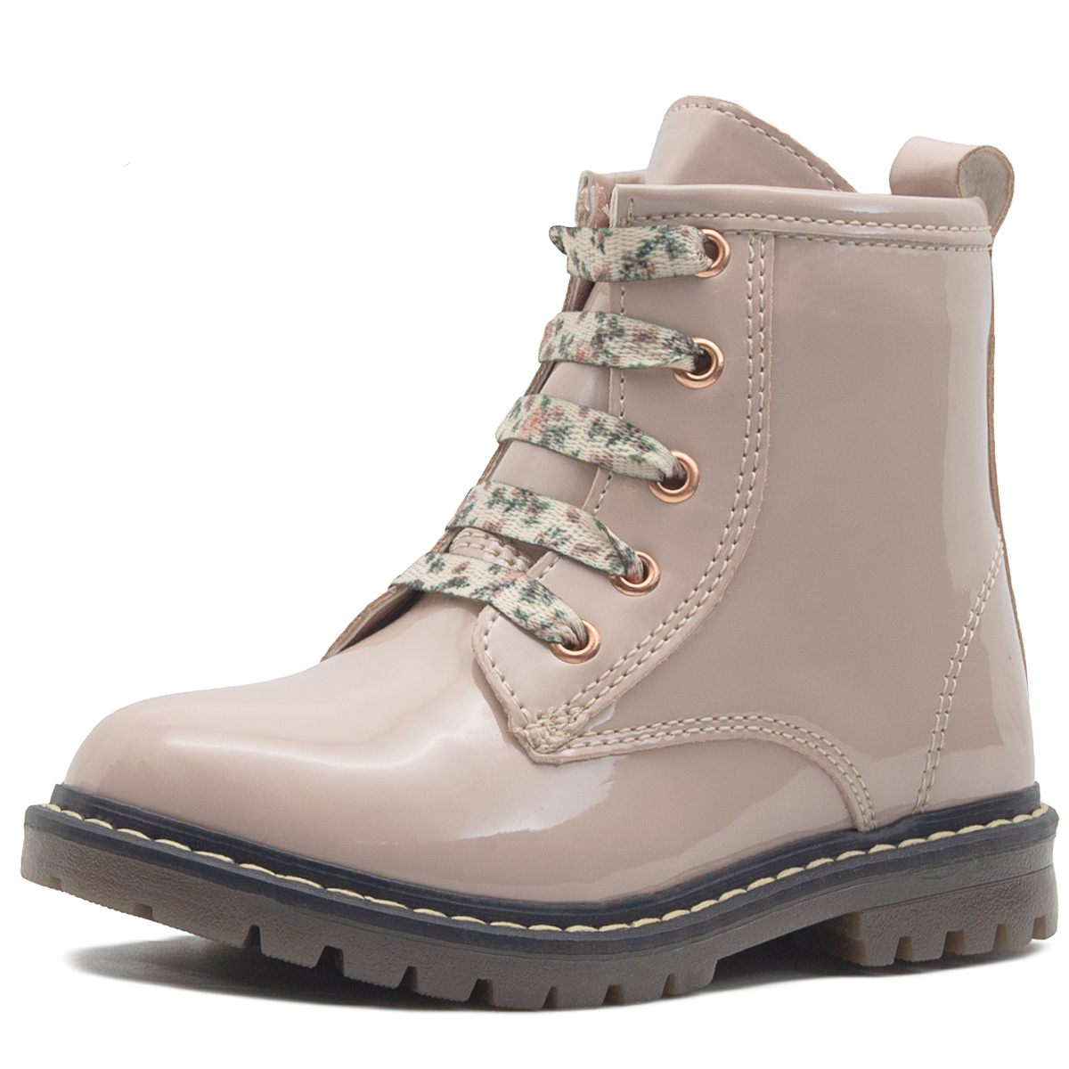 Bota Niña Moda Charol Beige Bambino Ligeras Cómodas 15-17