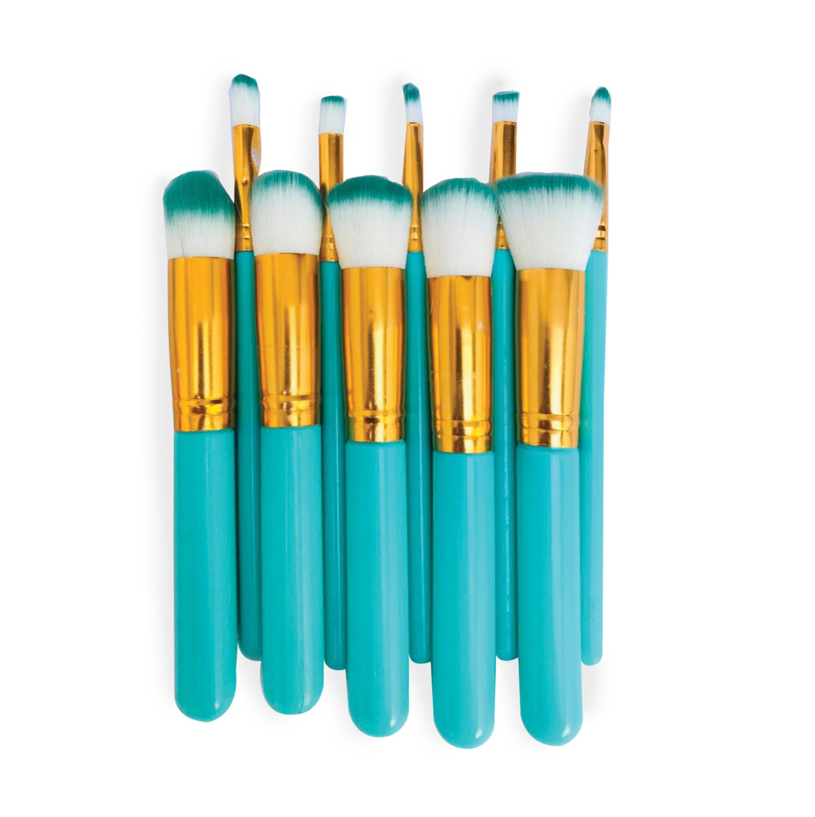 Set Conjunto Cian 10 Brochas Maquillaje