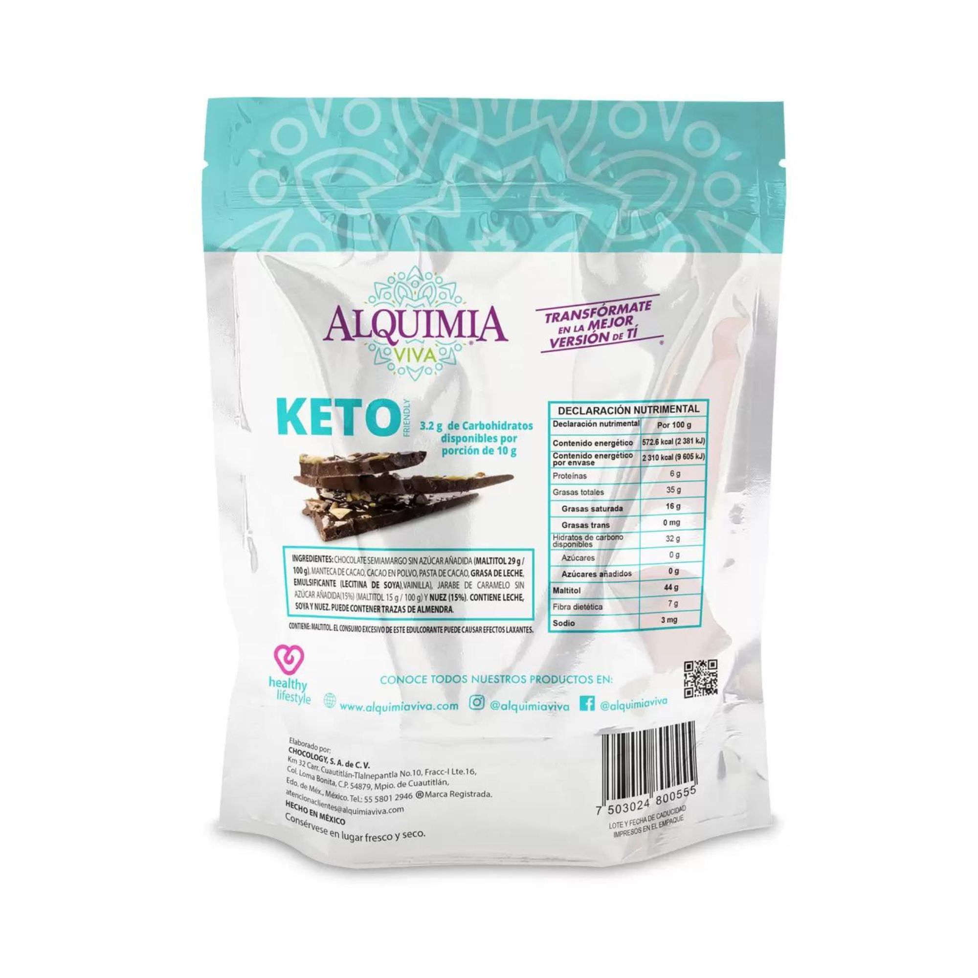 Chocolate Sin Azúcar Keto Barks Alquimia 400g