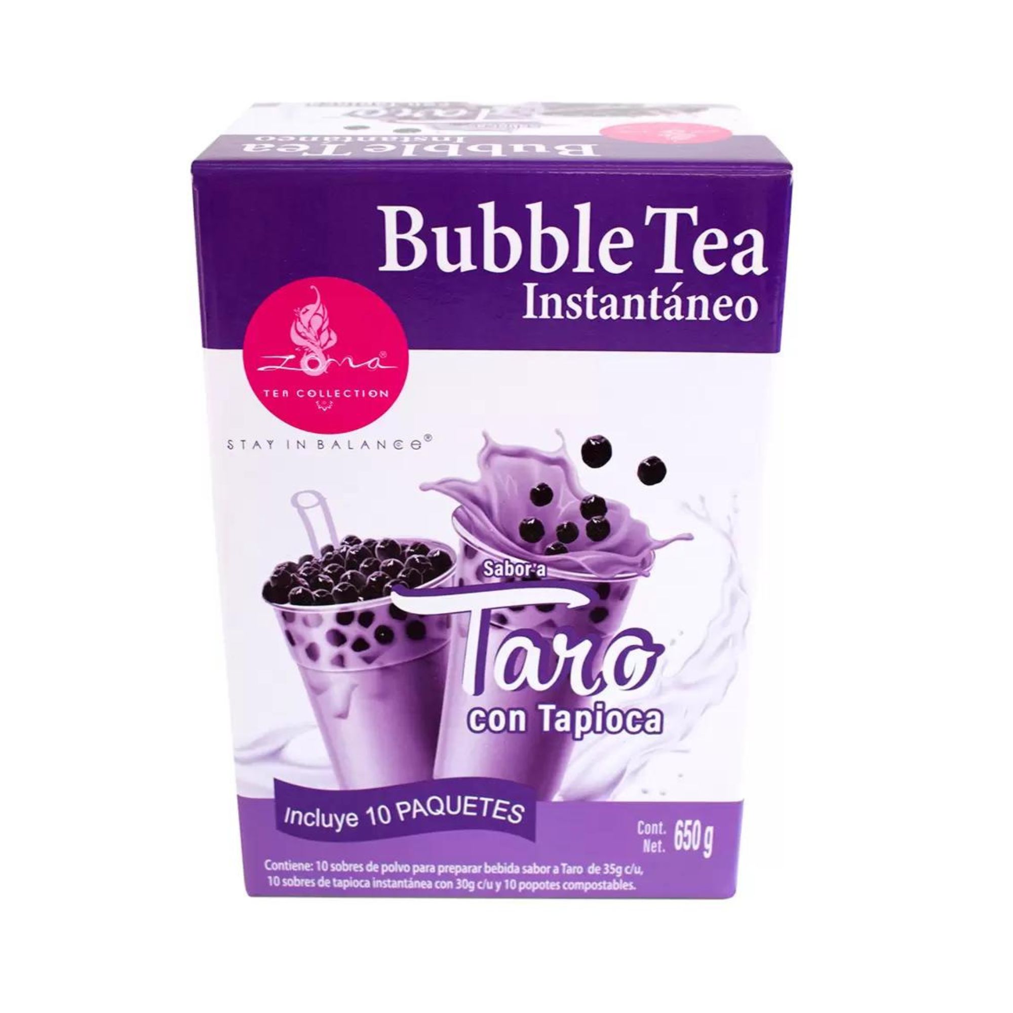 Bubble Tea Instantáneo Taro y Tapioca Zoma Tea 650g