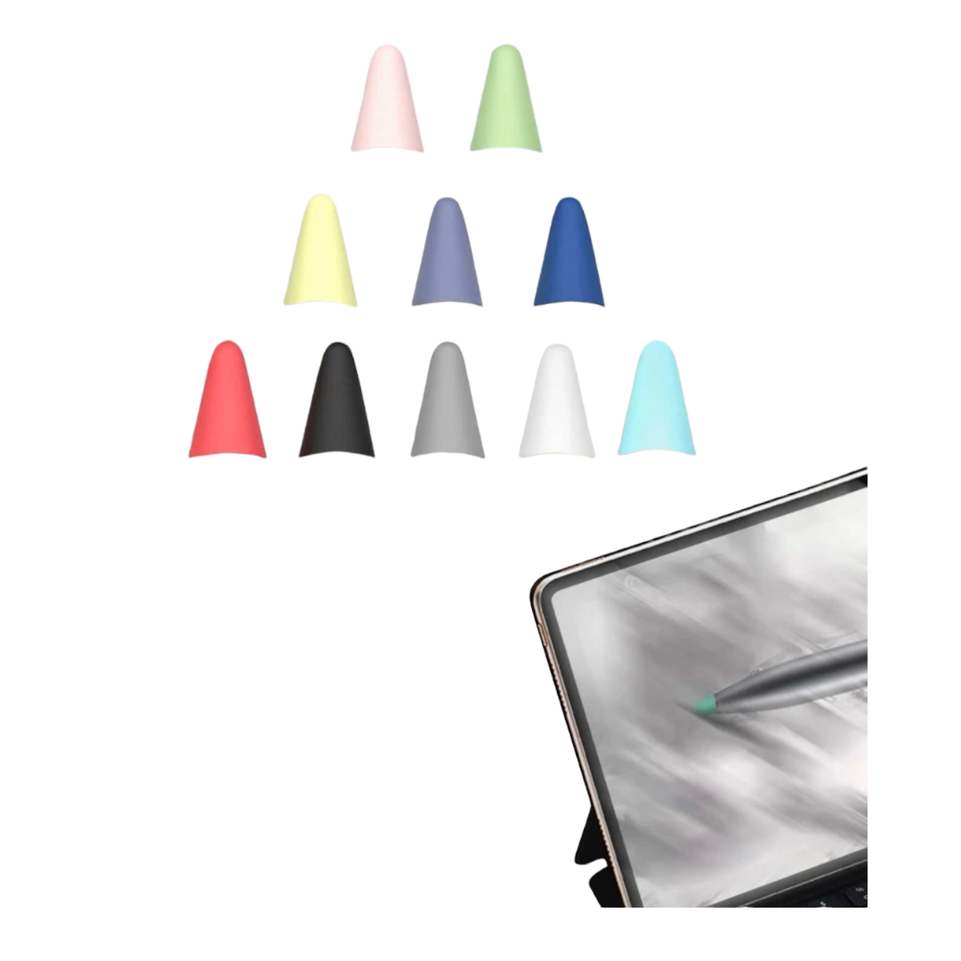 10 fundas de silicona para lápiz de iPad, antideslizante, escritura suave, sin golpes, accesorios de punta protectora, compatible con Apple Pencil 1ª y 2ª generación