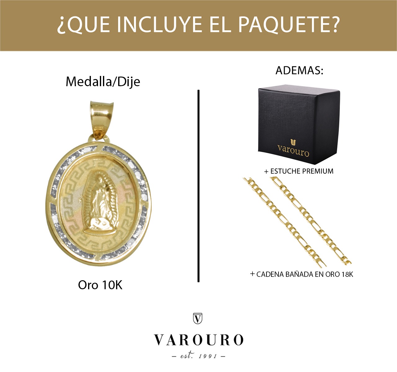 Medalla Virgen De Guadalupe Oro 10k 1.5gr + Cadena.