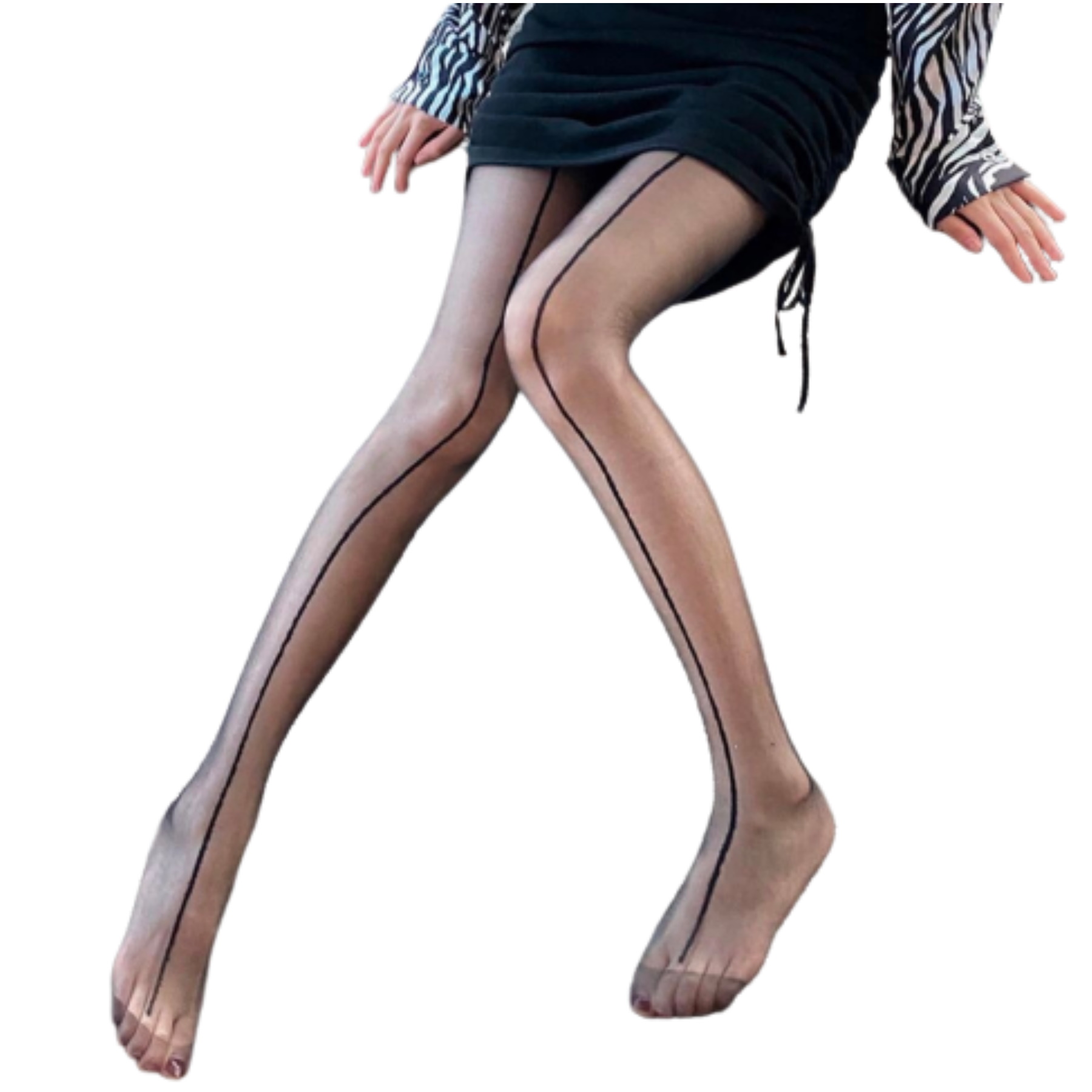 Pantimedias Diseño Linea Mallas Negras Traslucidas Medias Mujer Unitalla