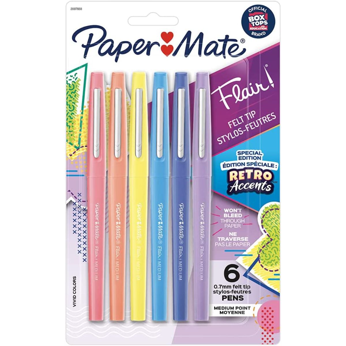 Paper Mate Boligrafos Flair 6 Colores Retro