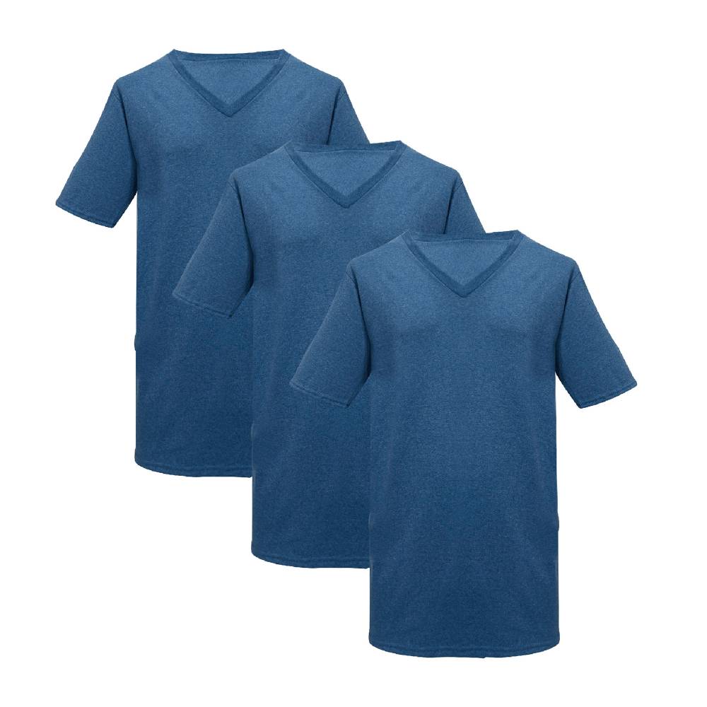 Playera Cuello V Champion Azul Para Deportes Casual, Talla M 3 Piezas