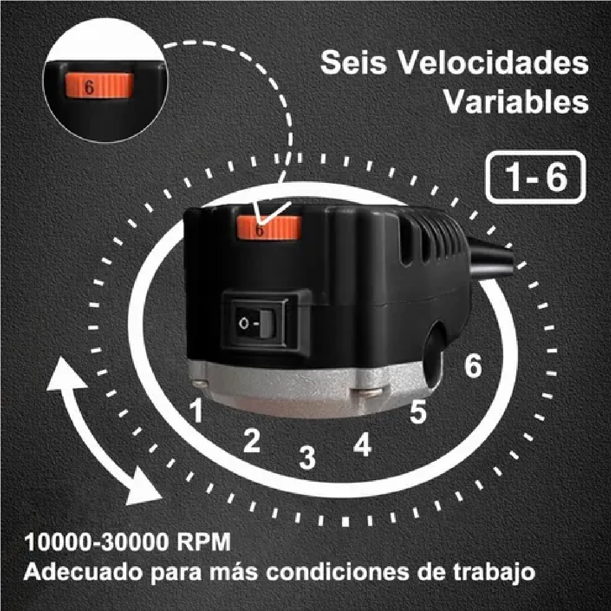 Router Madera Recortadora Rebajadora 6 Velocidades Variables