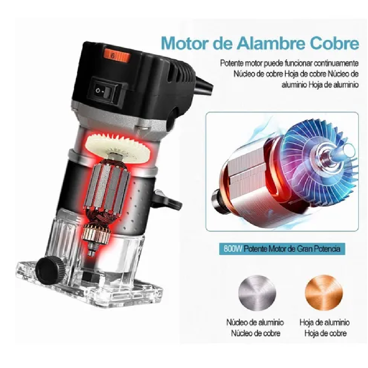 Router Madera Recortadora Rebajadora 6 Velocidades Variables