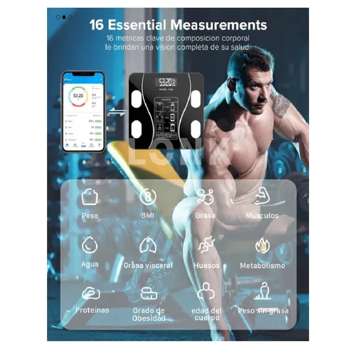 Báscula Electrónica De Baño Bluetooth Inteligente App Lonk Negro