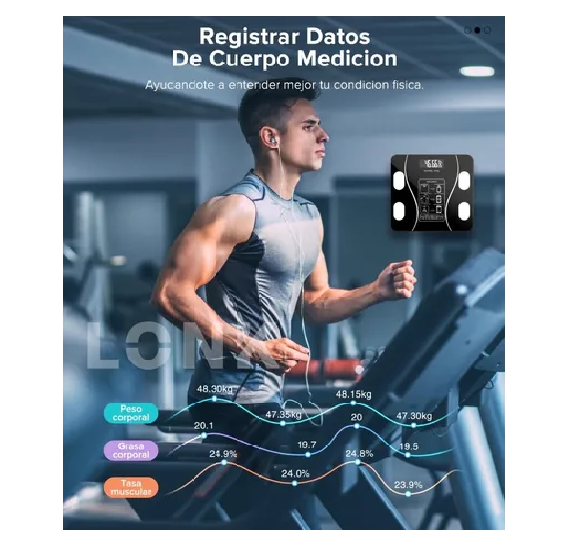 Báscula Electrónica De Baño Bluetooth Inteligente App Lonk Negro