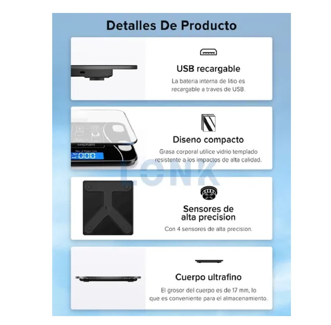 Báscula Electrónica De Baño Bluetooth Inteligente App Lonk Negro