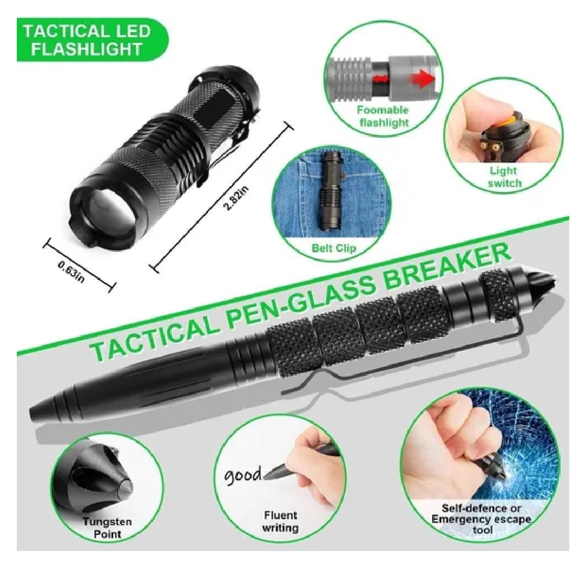 Kit De Supervivencia De Emergencia Para Camping Tactico Negro