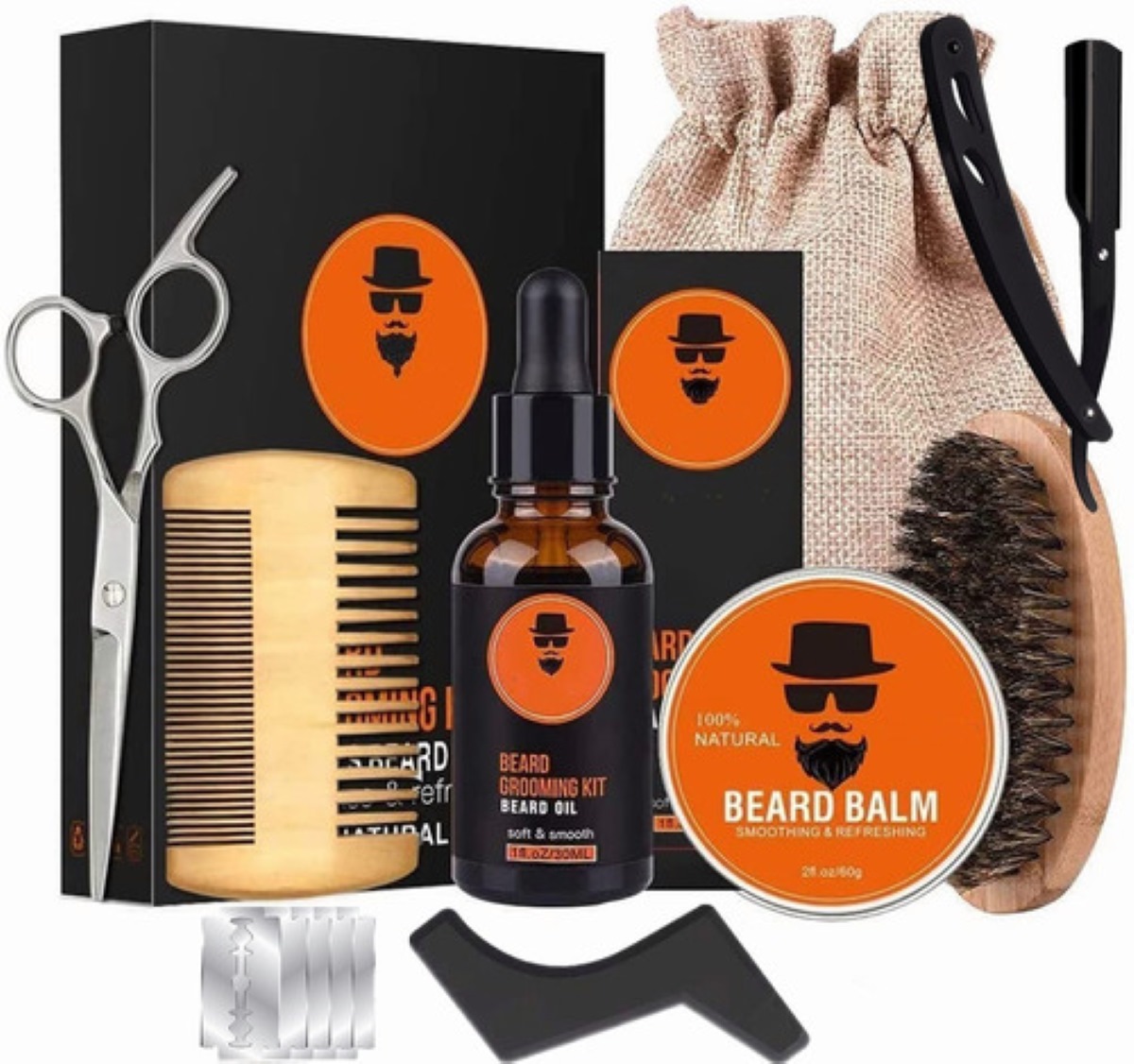 Kit De Cuidado De Barba Para Hombres Set Herramientas Bigote