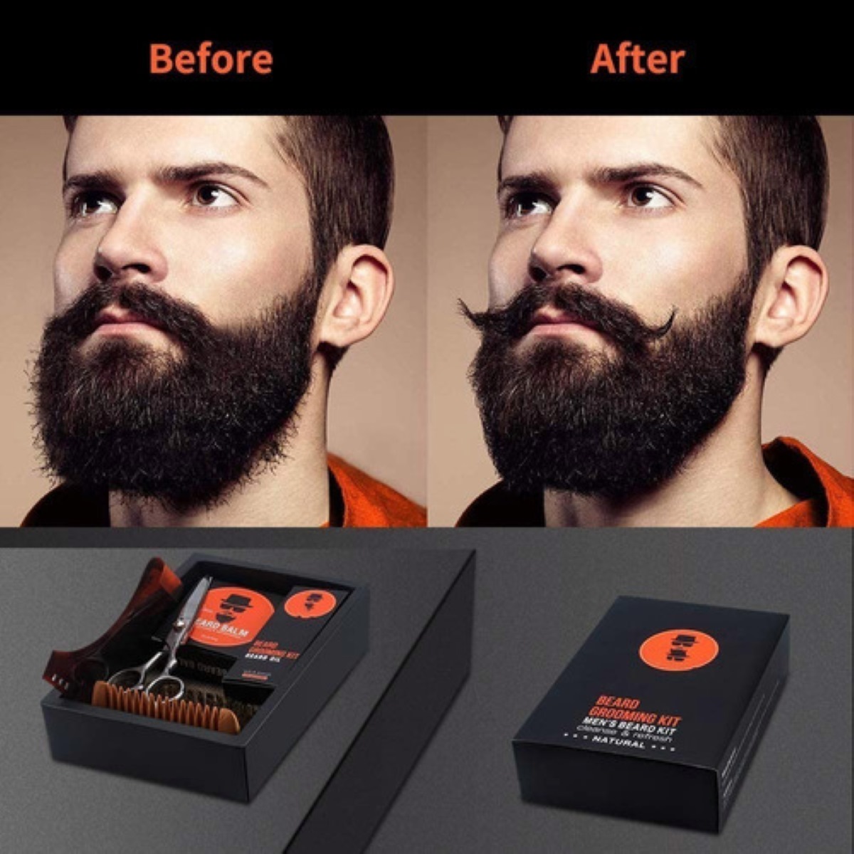 Kit De Cuidado De Barba Para Hombres Set Herramientas Bigote