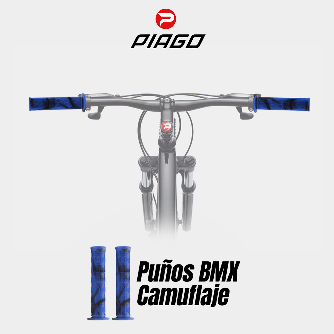 Puños Bicicleta Bmx De Goma Camuflaje Antiderrapantes 140 Mm Azul