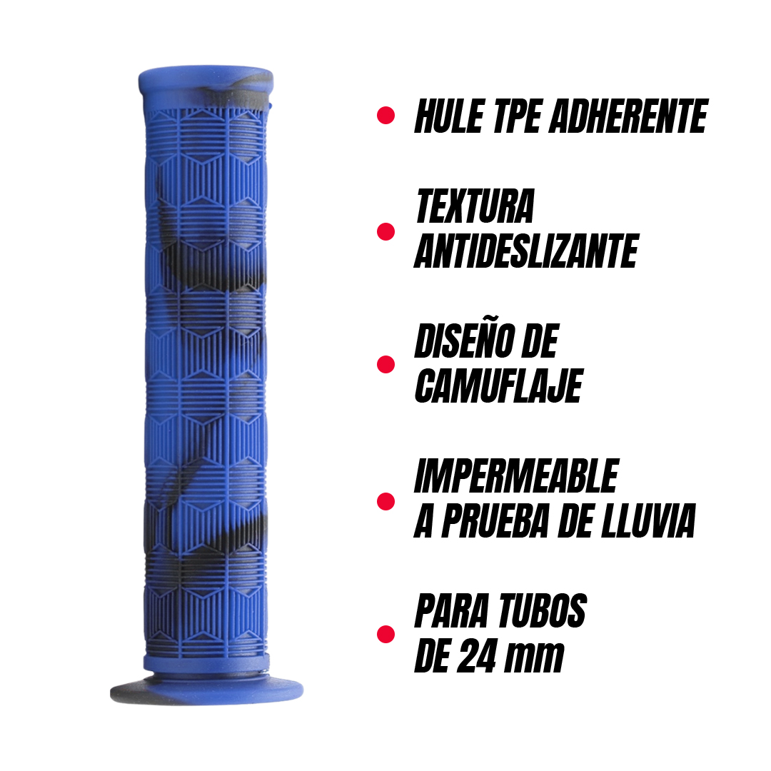 Puños Bicicleta Bmx De Goma Camuflaje Antiderrapantes 140 Mm Azul