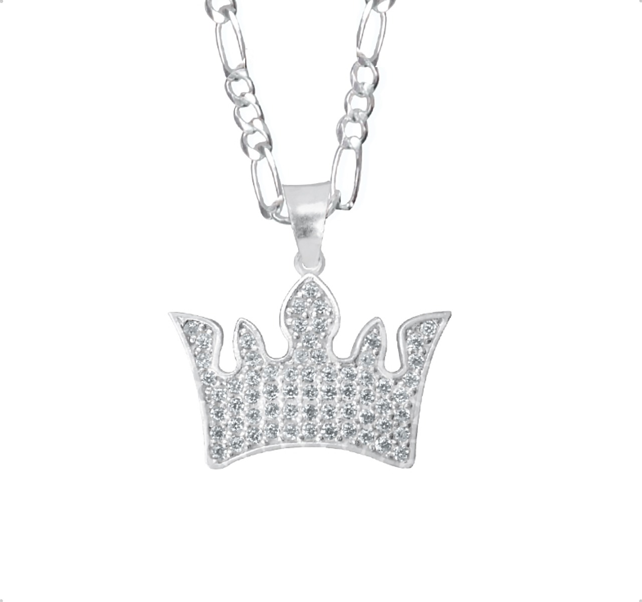Dije Y Cadena Corona Plata Ley 925 | Amor + Aretes Regalo