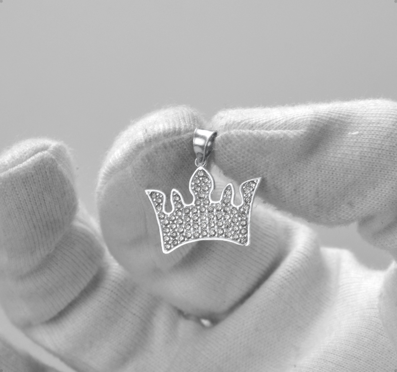 Dije Y Cadena Corona Plata Ley 925 | Amor + Aretes Regalo