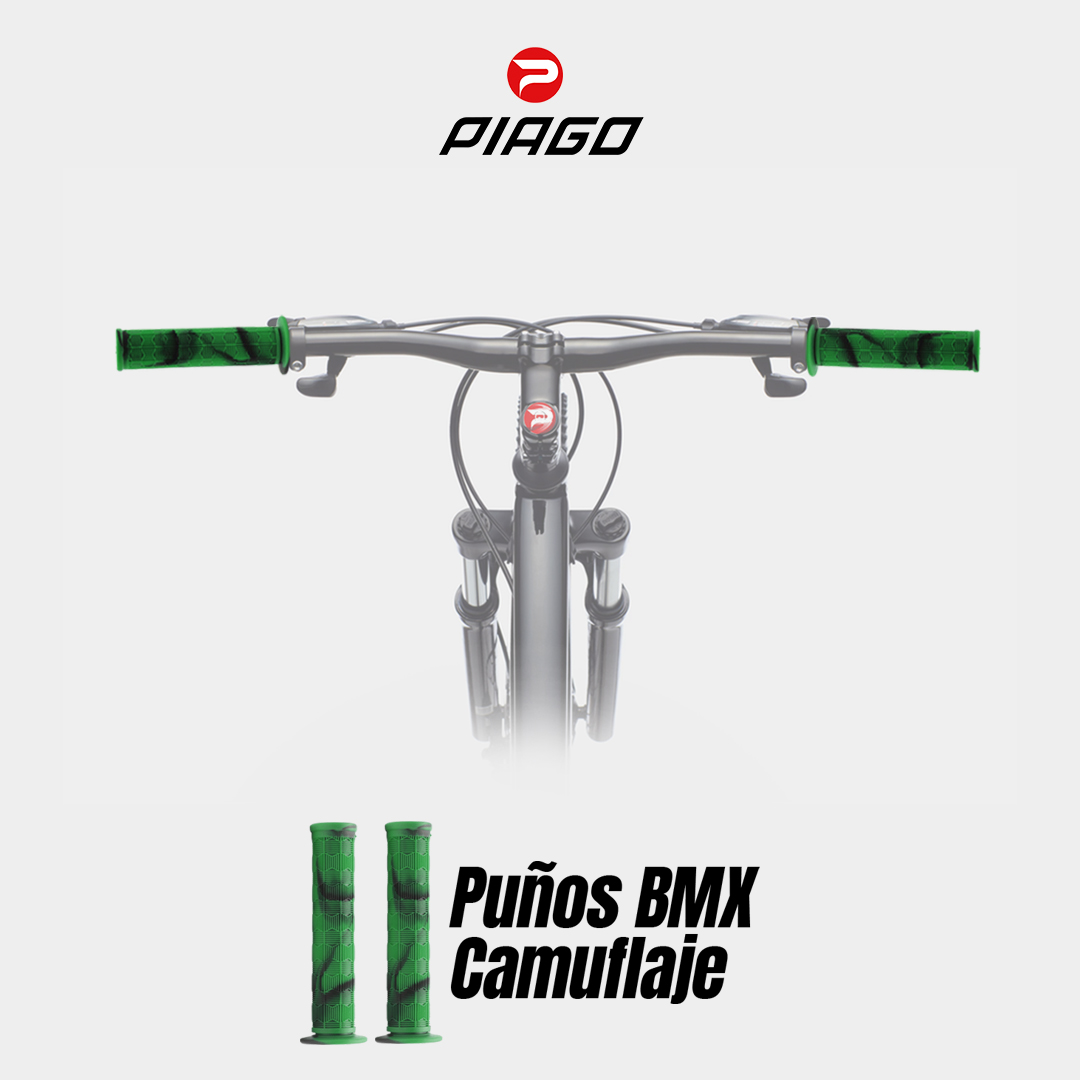Puños Bicicleta Bmx De Goma Camuflaje Antiderrapantes 140 Mm Verde