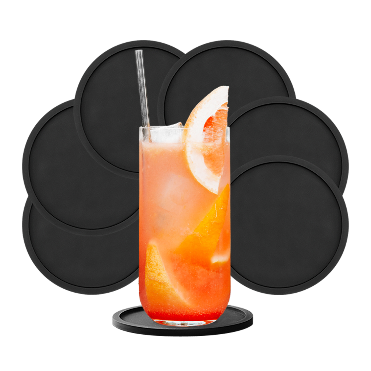 Portavasos para Mesa, Antideslizantes, de Plástico Resistente, 6 piezas, Modelo Coaster, Marca Red Baboon