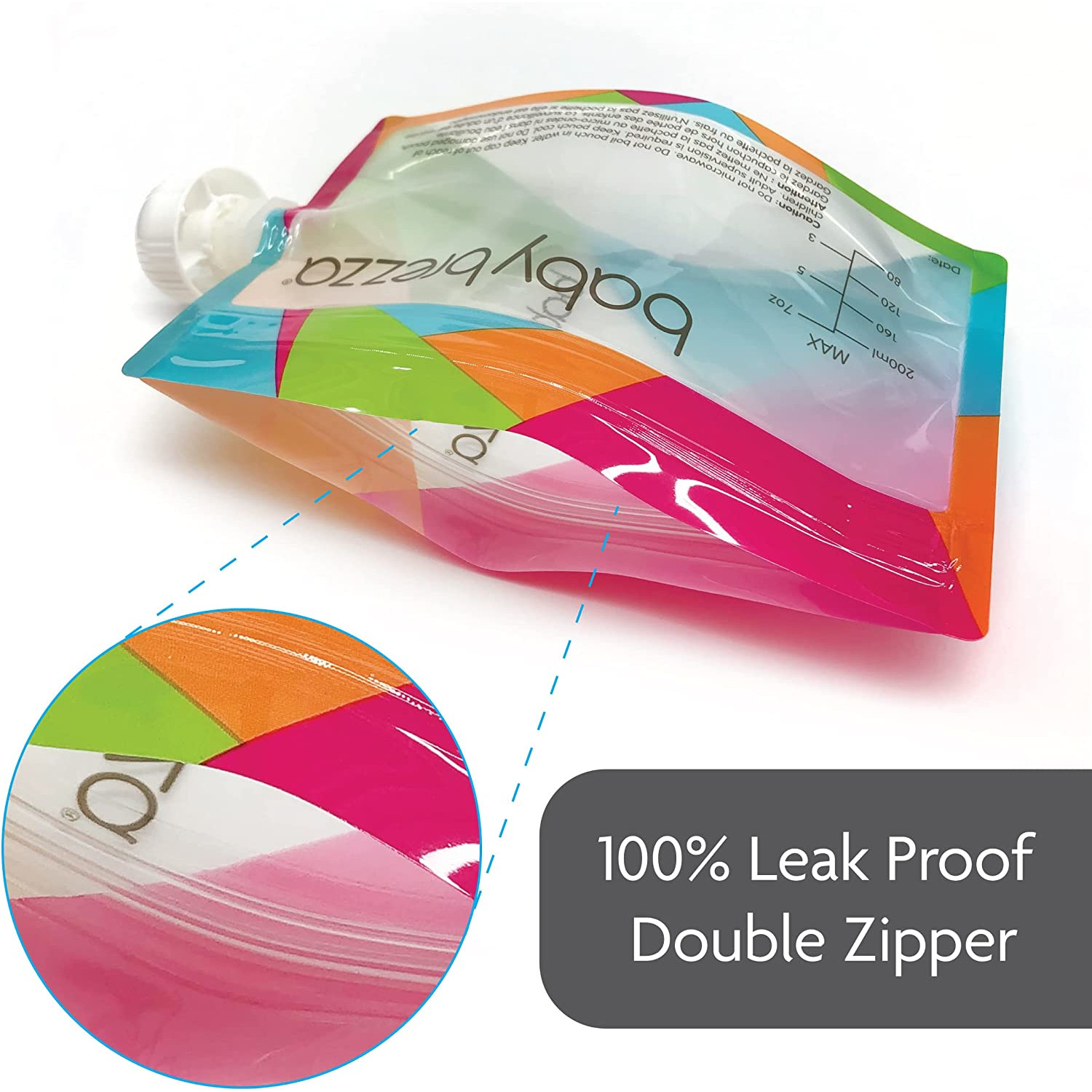 Bolsa Reusable para Papillas, Alimentos del Bebé, Capacidad 7oz C/Bolsa, 10 Bolsas