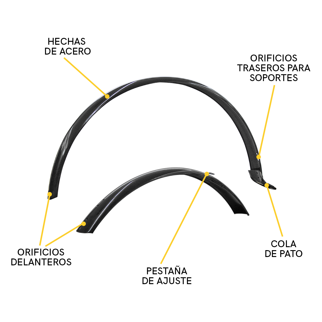 Salpicaderas Bicicleta Guardabarros Acero Retro Vintage Negras