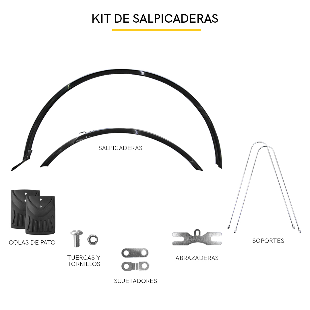 Salpicaderas Bicicleta Guardabarros Acero Retro Vintage Negras