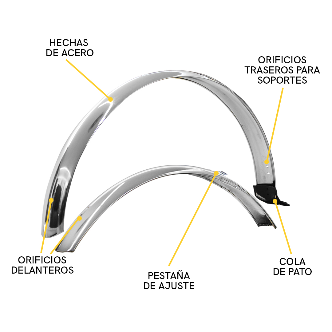 Salpicaderas Bicicleta Guardabarros Acero Retro Vintage Cromadas