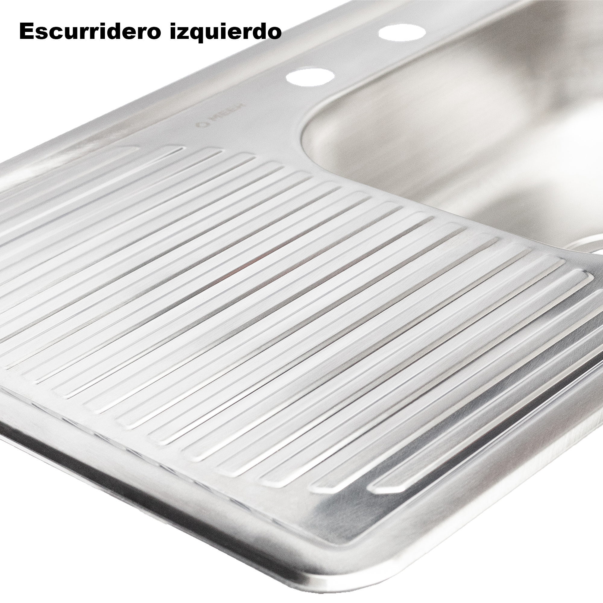 MEER Faucets by CNX | Fregadero para Cocina con Escurridero de Acero Inoxidable Satinado. Tarja para Empotrar, 80 x 50 x 15 cm.