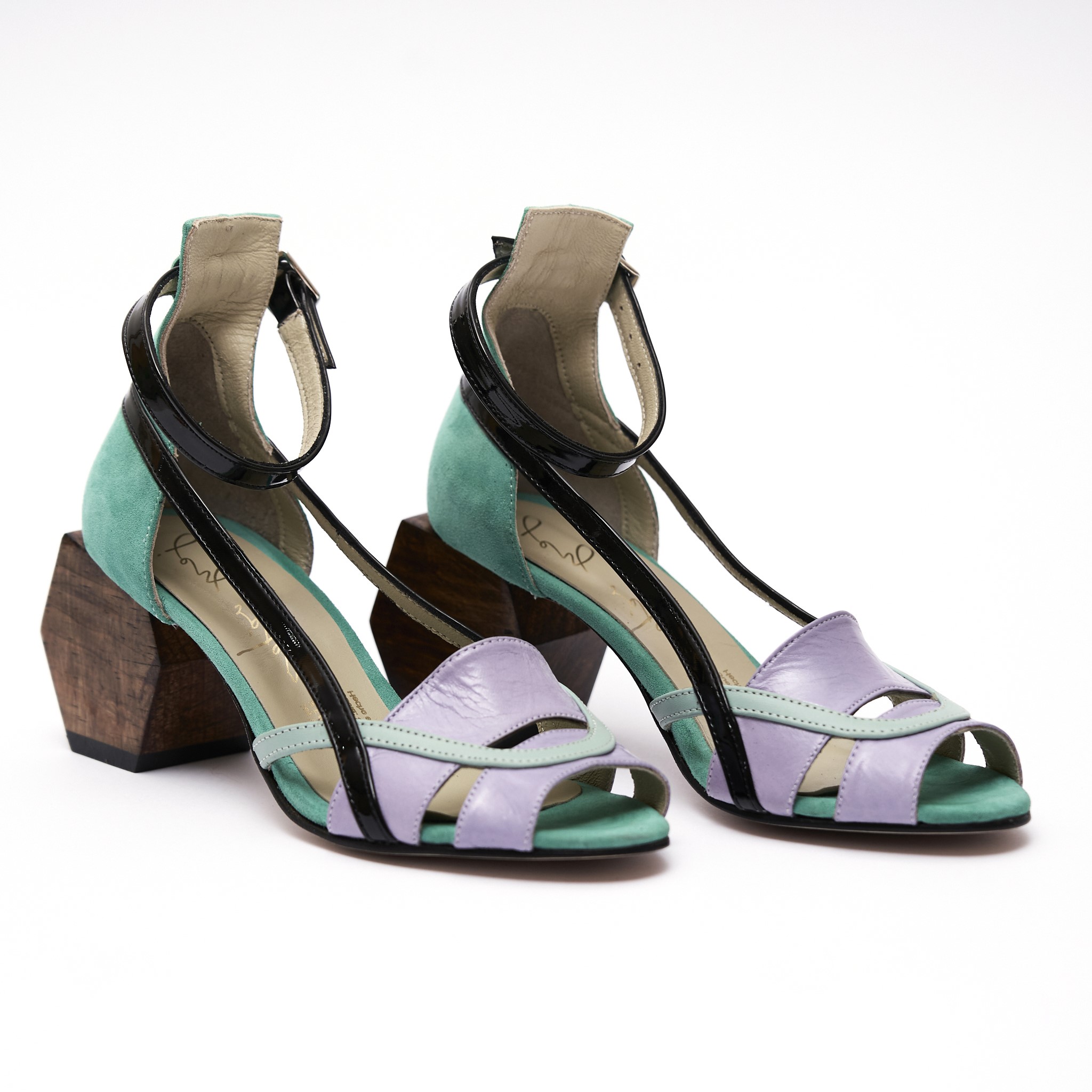 Zapatos Mujer Abiertos Tacon Madera Jey Velez Piel Valentina