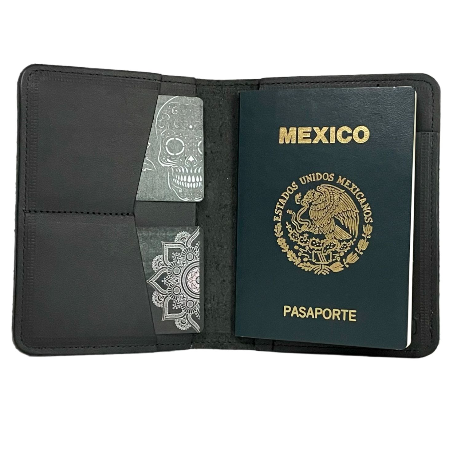 Funda para Pasaporte Negro Cráneo