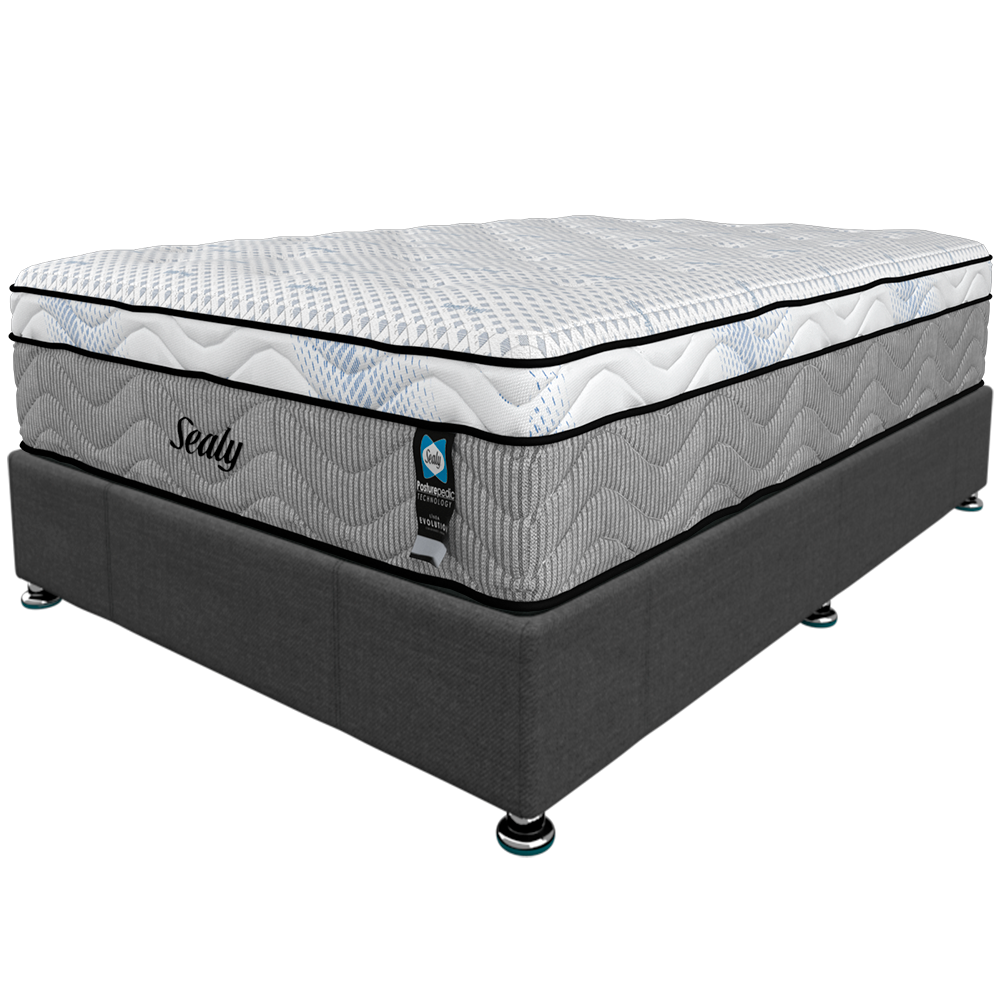 Colchón y Box Queen Size Sweet Moby Sealy Ortopédico.