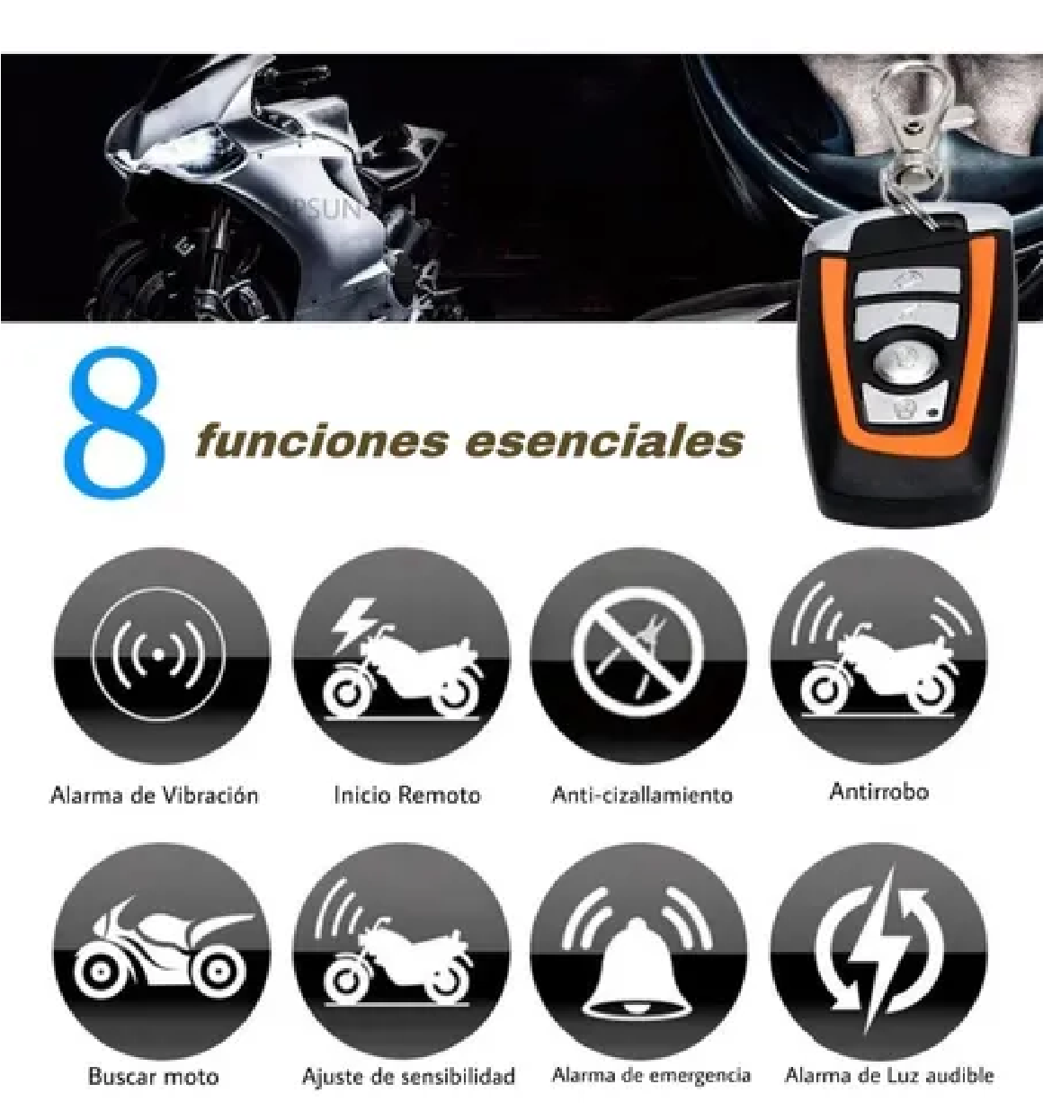 Alarma D Moto Antirrobo Encendido A Distancia Control Remoto