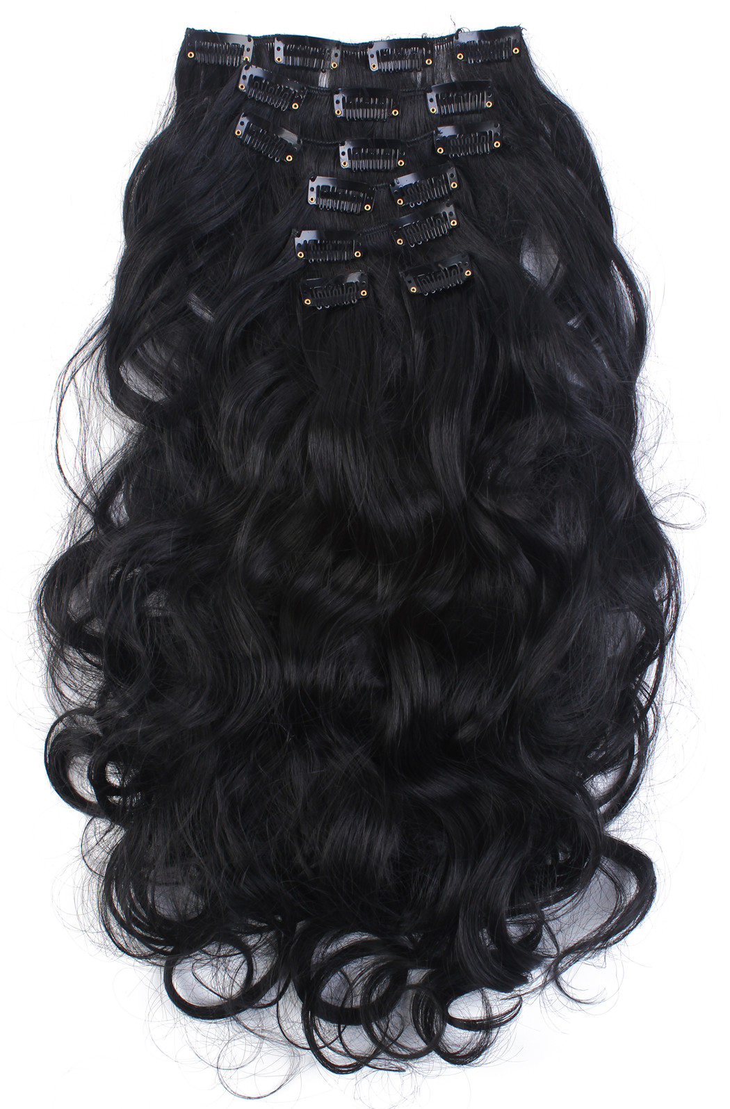 Sarla Extensiones De Cabello Veganas 7 piezas NEGRAS ONDULADAS 7O1B EnModoShopping