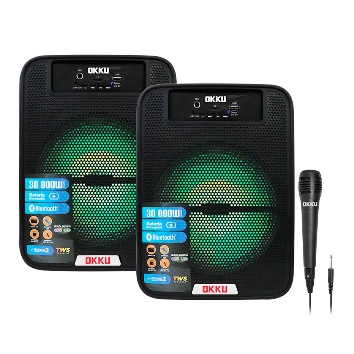KIT 2 BAFLES FUSSION BAF8004 8" 30 000 W PMPO RECARGABLE ENDY6**