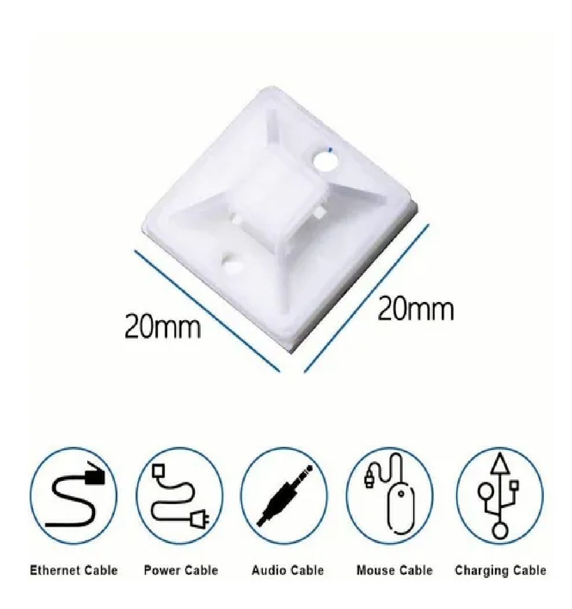 Set Bases Adherible Y Cinchos Plástico Blanco