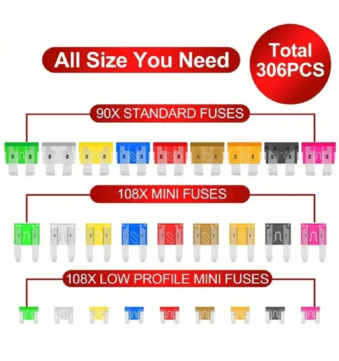 Set Fusibles Automotriz De Colores Varios Amperes