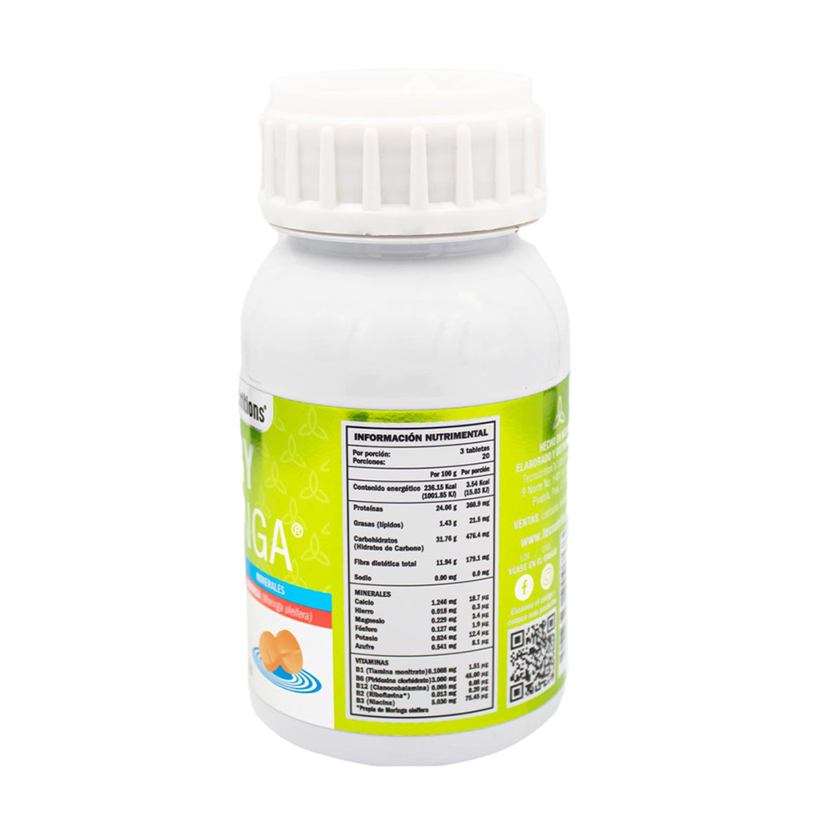 Suplemento alimenticio con vitaminas y minerales, MRY Moringa, 60 tabl