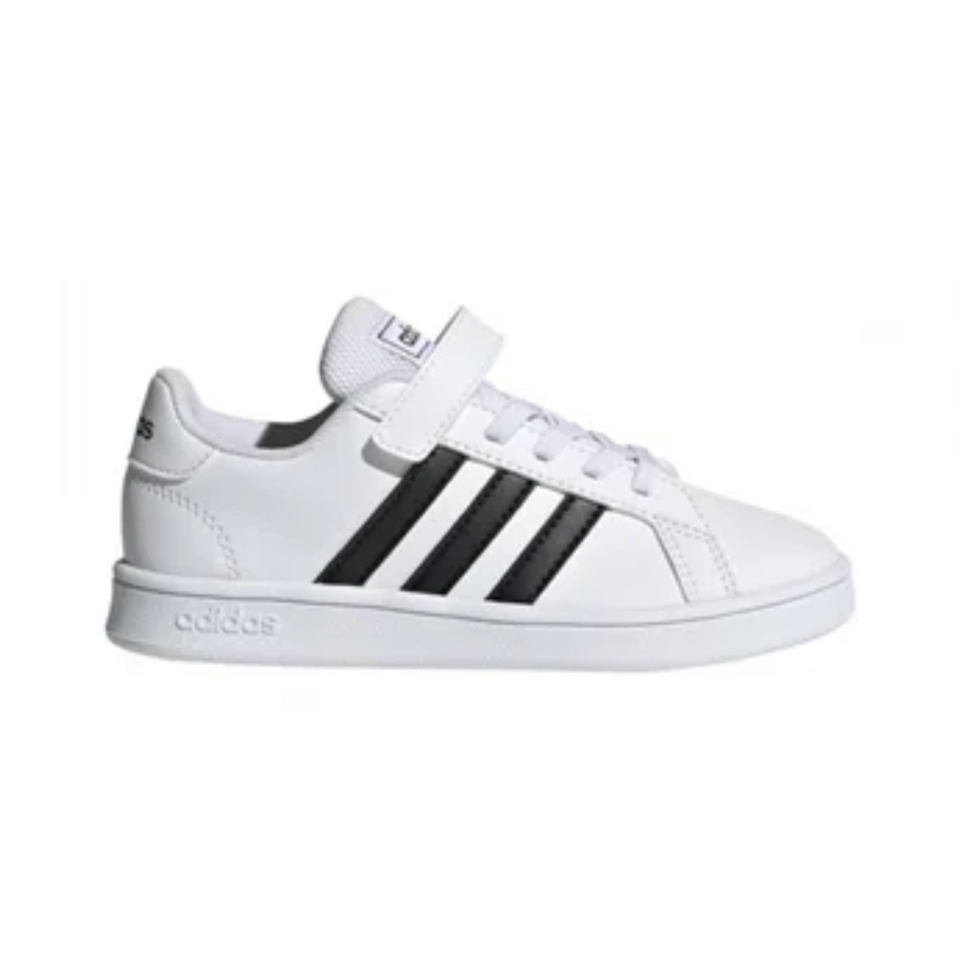 Tenis Adidas Grand Court 2.0 K Lifestyle Blanco con Negro Niños Originales GW6521
