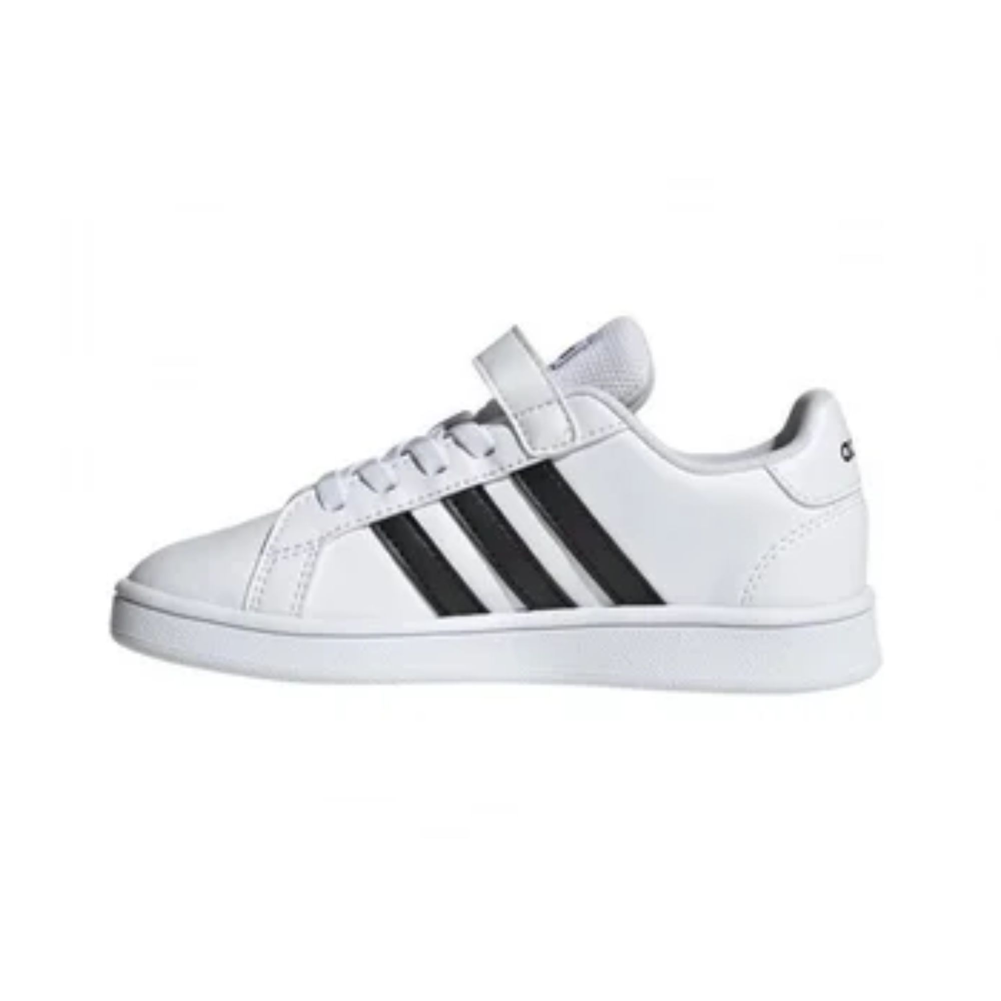 Tenis Adidas Grand Court 2.0 K Lifestyle Blanco con Negro Niños Originales GW6521