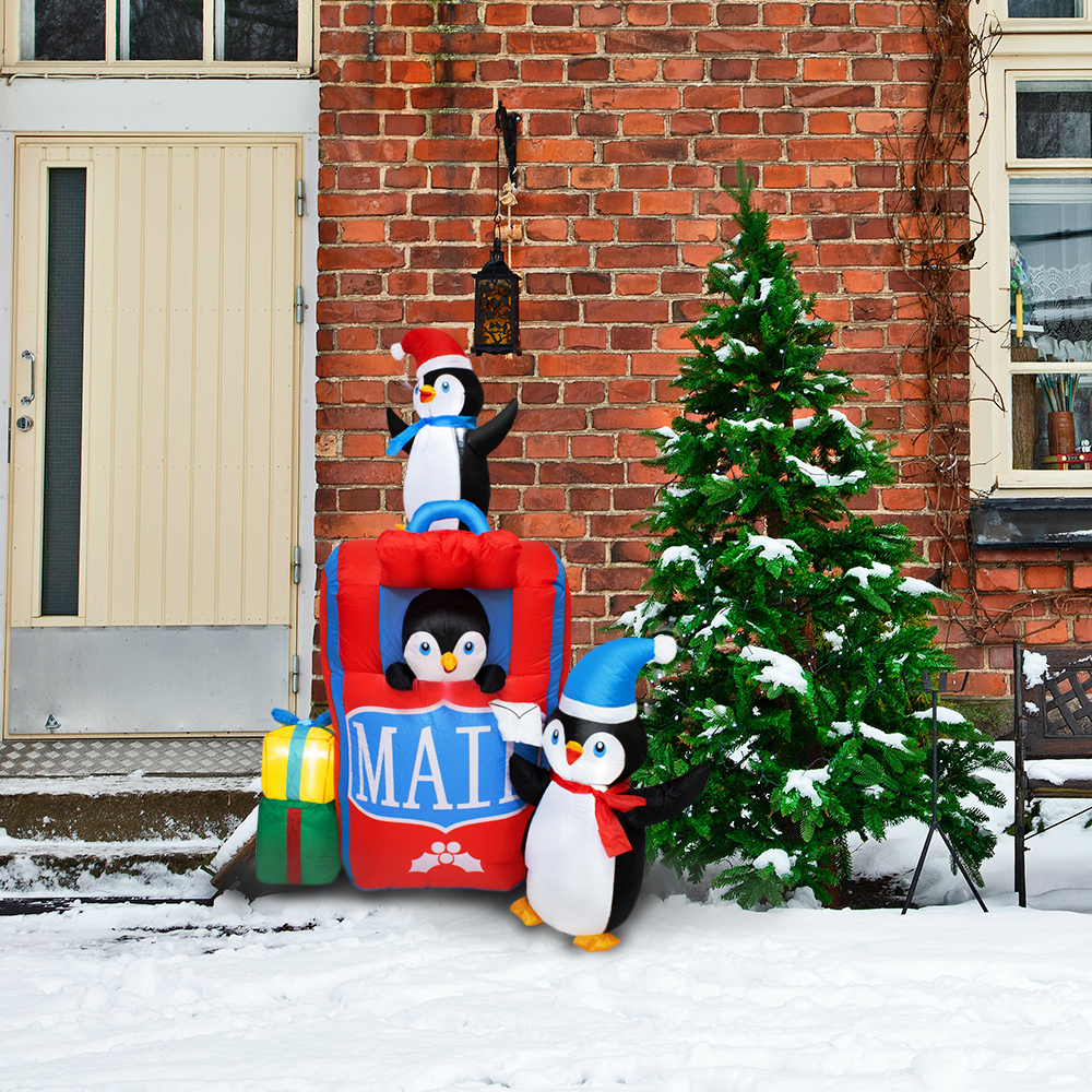 Inflable Pinguinos Navideño Regalos Correo Navidad Luz Led 1.50 Mts.