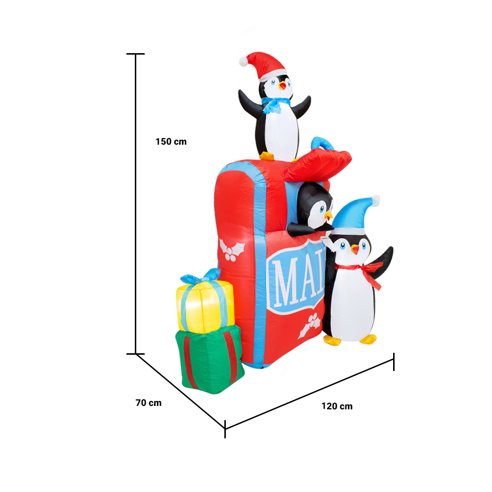 Inflable Pinguinos Navideño Regalos Correo Navidad Luz Led 1.50 Mts.