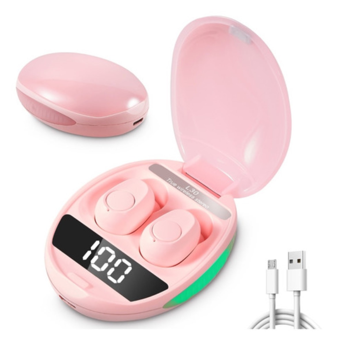 Audífonos Rosas Inalámbicos Bluetooth Impermeables Con Pantalla