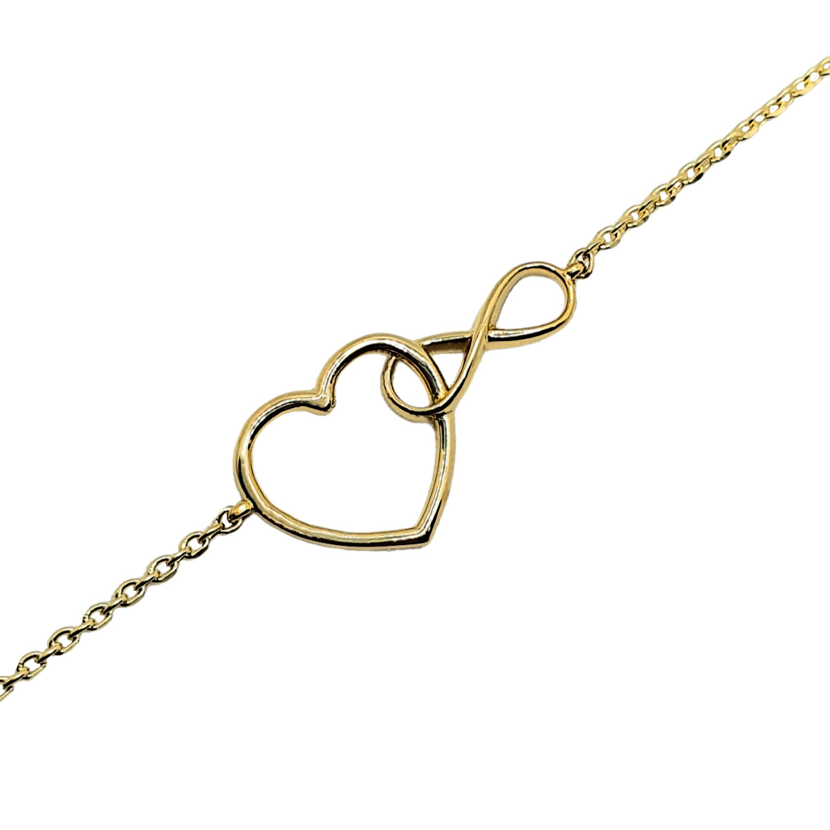 Pulsera corazón infinito de oro 10k de mujer. Incluye certificado y caja de regalo de la joyería