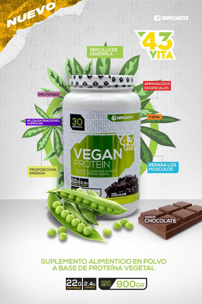 VEGAN PROTEIN, proteína vegana 900 GR SUPLEMENTO ALIMENTICIO 