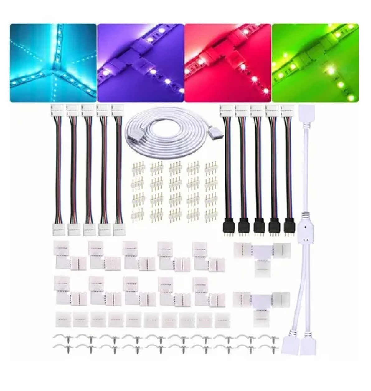 Kit Conector Broche Para Unir Tira Led Rgb 4 Pines 10mm