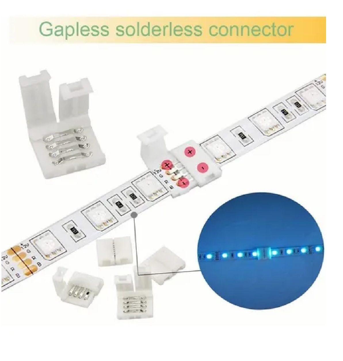 Kit Conector Broche Para Unir Tira Led Rgb 4 Pines 10mm