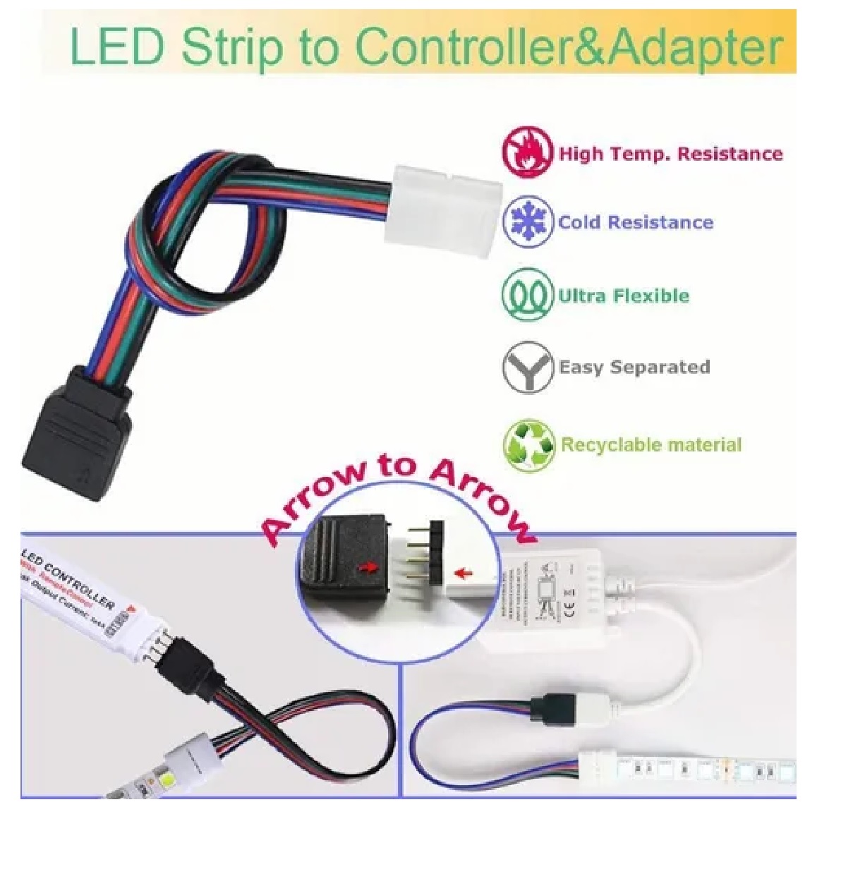 Kit Conector Broche Para Unir Tira Led Rgb 4 Pines 10mm