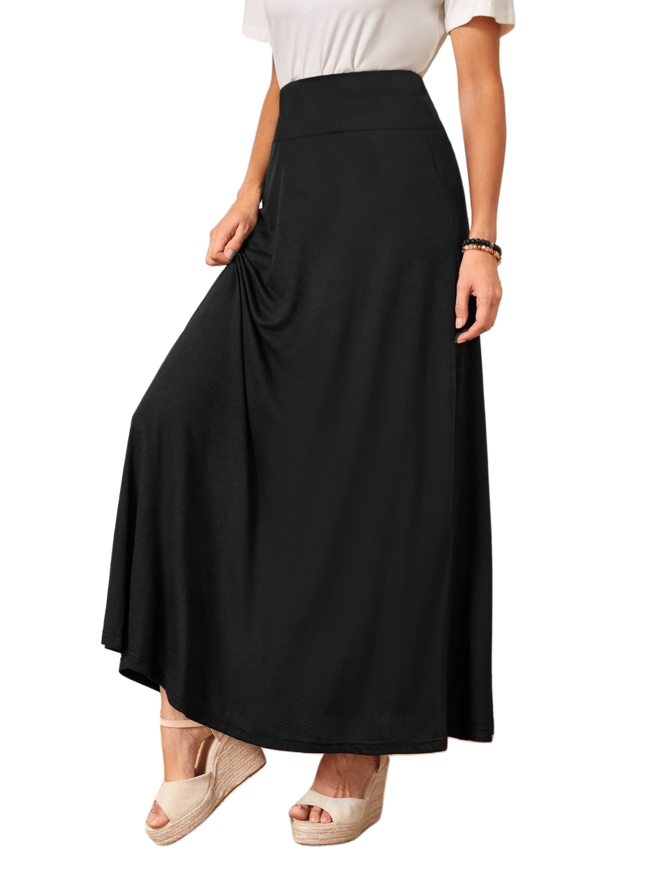 Falda Barcelona linea A talle alto con bolsas amplia larga curvy